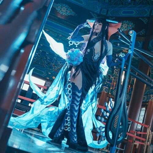 Anime Fate Grand Order FGO Imperial Concubine Yang Full Broken Fishtail Sexy Dress Cosplay Costume Women Halloween Free Shipping