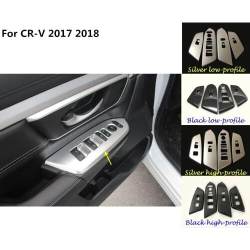 Car styling door Window glass inner panel Armrest Lift Switch Button trim frame panel part 4pcs For Honda CRV CR-V 2017 2018