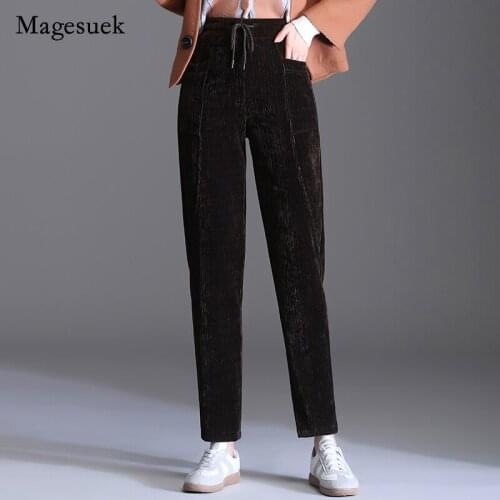 Harem Pants 2021 Autumn and Winter New Fashion Pants for Women Plus Size Slim Casual Pants Velvet Trousers Pencil Pants 16446