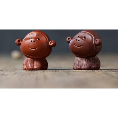 Tea Pet Purple Clay Cute Monkey Handmade Purple Mud Clear Cement Zodiac Tea Ceremony Accessories Tea Table Decoration