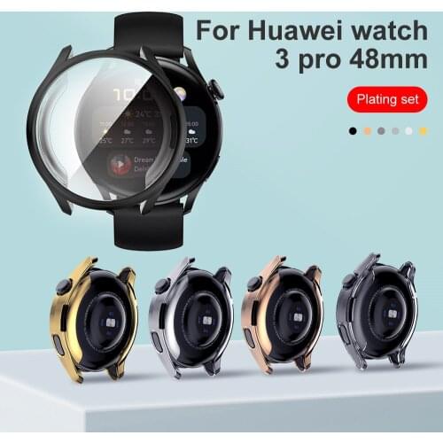 Plating TPU Cover For Huawei Watch 3 Pro Case Protection Smartwatch Shell Watch3 46mm 3Pro 48mm Silicone Bumper Screen Protector