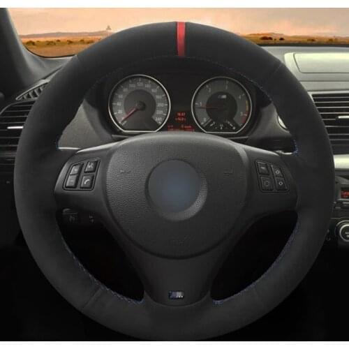 Car Steering Wheel Cover DIY Hand-stitched Soft Black Suede For BMW M Sport M3 E90 E91 E92 E93 E87 E81 E82 E88 X1 E84