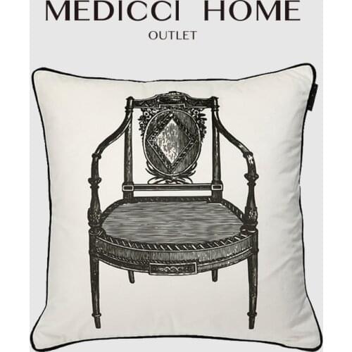 Medicci Home White Velour Cushion Cover Super Soft Velvet Accent Couch Imprint Mid-Century Modern Design Big Pillow Case 50x50cm