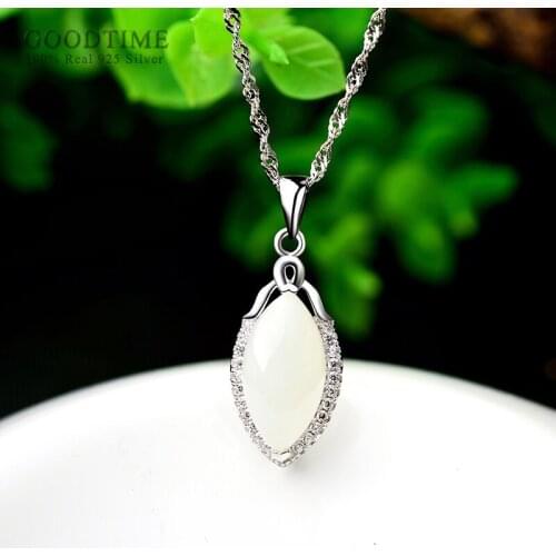Elegant Real 925 Sterling Silver Necklaces Zircon Pendant Necklaces Chain Gift For Women Girl Jewelry