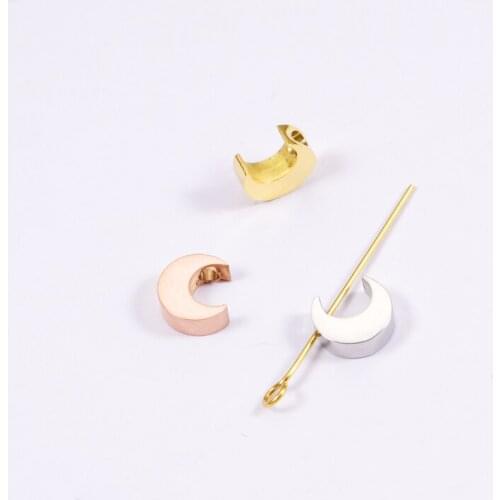 Fnixtar Stainless Steel 1.8mm Hole Beads Mirror Polished Small Moon Charms for Necklace Bracelet DIY Charms 20piece/lot