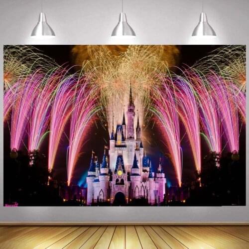 Fireworks Night Princess Castle Photo Backdrop Girls Happy New Year Birthday Party Decoration Photography Backgrounds Banner