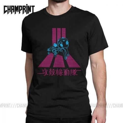 Vintage Ghost In The Shell GITS Tachikoma T-Shirt for Men Cotton T Shirt Anime Batou Short Sleeve Tee Shirt Gift Idea Tops