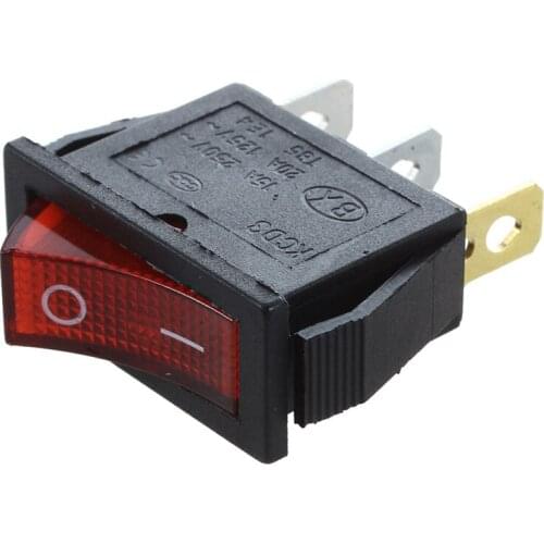 Hot Rocker Switch ON OFF Bright Bipolar 28x10mm 250V 15A 3 Terminals RED