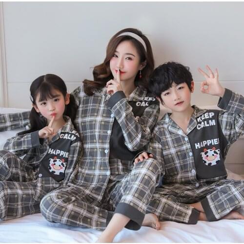Cotton Mommy and Me Clothes Fashion Family Matching Pajama Set Autumn Ainter Kdis Christmas Nightwear Mother Daughter Pyjama