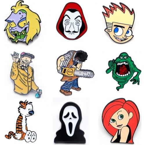 K2428 Halloween Ghost Brooch Horror Movie Scream Cartoon Anime Enamel Pin Kids Men Badge Lapel Pin Backpack Hat Decoration Pins