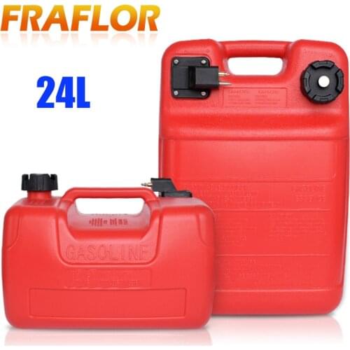 24L Boat Yacht Engine Marine Outboard Fuel Tank Oil Box Portable With Connector Red Plastic Anti-static Corrosion-resistant