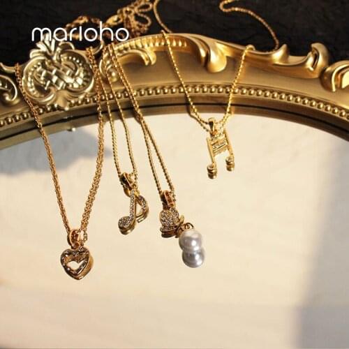 Marioho Simple Music Note Band Treble Musical Chain Necklaces For Women Jewelry Party Friendship Christmas Drop Necklace Gift