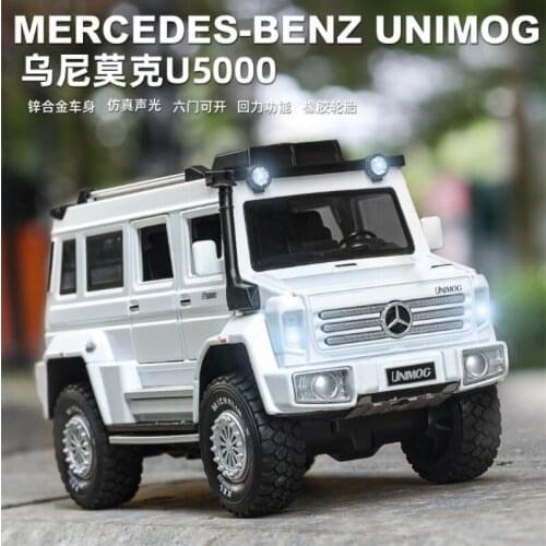 1: 28 Simulation BENZ Unimok Childrens Toy With Acousto-optic Alloy Car Model Presents For Boys White