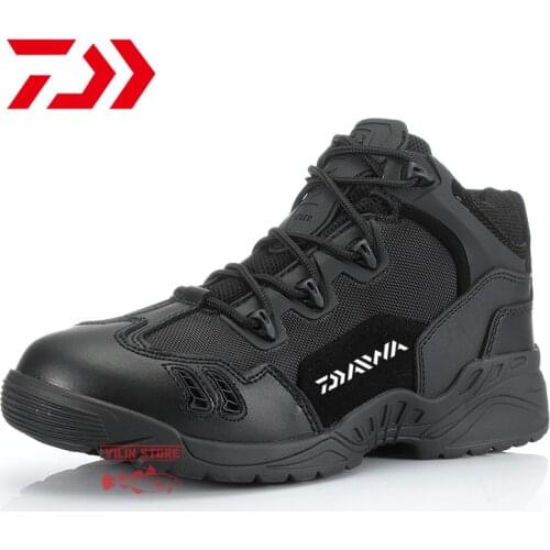 Daiwa Fashion Outdoor Men Shoe Fishing Boot High Leather Combat Boots Breathable Non-slip Wearable Fishing Trekking Sneakers