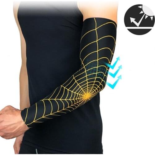 Fashion Spider Web Pattern Arm Guard Tennis Badminton Sports Elbow Arm Sleeve Pad Brace Sport Equipment Outdoor Accessory