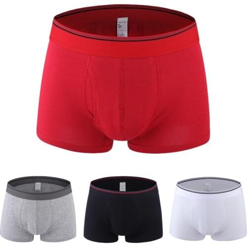 Men underwear pure cotton four-corner sexy youth tight-fitting fat guy long sweat-absorbent sports boxer briefs solid color