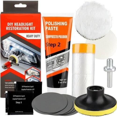 Car Headlight DIY Restoration Kit Auto Car Front Headlight Scratches Repair Removal Set Car Vehicle Cleaning Beauty Polishing