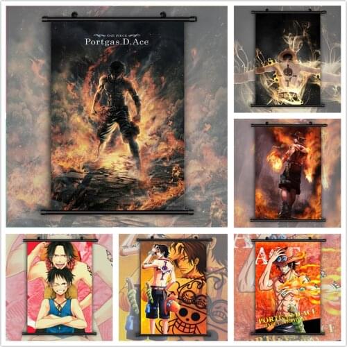 One Piece Portgas D Ace Luffy Anime manga wall Poster Scroll