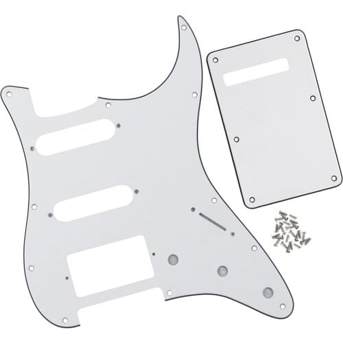 NEW White SSH Guitar Pickguard Scratch Plate Back Plate Tremolo Cover 3Ply w/ Screws for FD ST Guitar Parts