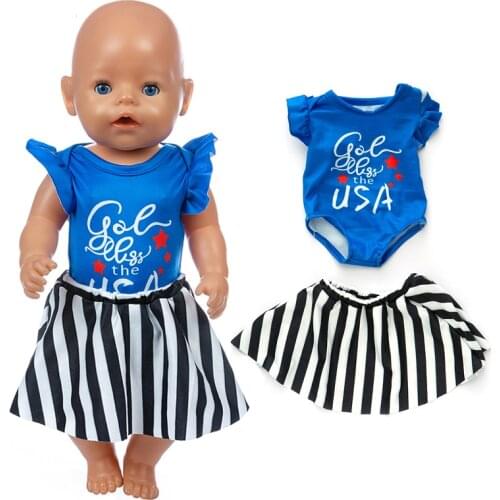2020 New Stripe dress Doll clothes Fit For 43cm/17inch baby Doll Reborn Babies Clothes And 17inch Doll Accessories