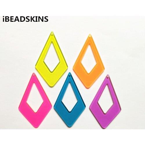 New arrival! 58x35mm 100pcs acrylic Neon effect rhombus-shape charms for stud earrings/earrings accessories/Earring parts DIY