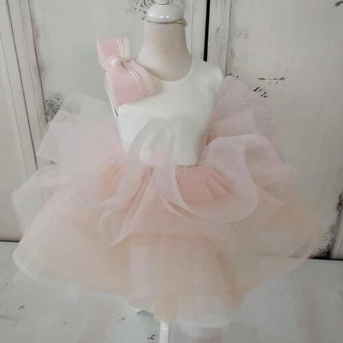New baby girl Pink dress vintage retro kids dresses for girls clothes christmas princess children clothes first birthday gown