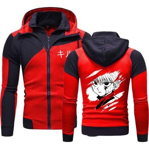 New Men Autumn Anime HUNTERXHUNTER Killua Zoldyck Harajuku Male Clothing Coat Sweatshirt Hoody Fleece Cotton Zipper Hoodies