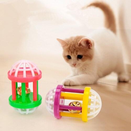 New Plastic Kitten Cat Toy with Dumbbell Jingle Cute Pet Dog Cat Training Sound Toy Funny Small Pet Scratching Toy