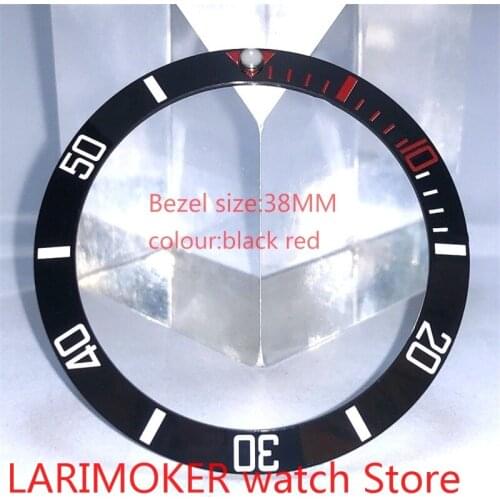 Brand new high quality 38mm black red rotating glass bezel suitable for 40mm mens watch automatic winding