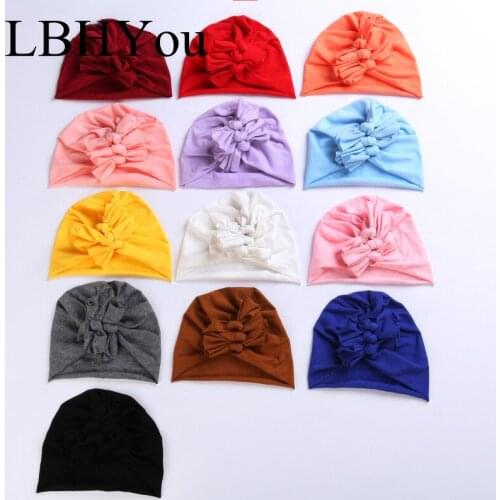 Soild Bows Knitted Turban Caps Sofftest Beanie Hats For Newborn Baby Girls Headwears Hair Accessories
