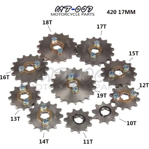 420 10T 11T 12T 13T 14T 15T 16T 17T 18T 19T Tooth 17mm ID Front Engine Sprocket for Motorcycle part Free shipping