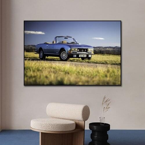Peugeot 305 Car In The Road Poster Painting Canvas Print Nordic Home Decor Wall Art Picture For Living Room Frameless