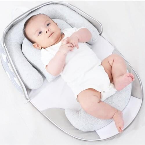 Portable Baby Pillow Foldable Children Travel Backpack Bed Newborn Anti-spit Milk Pillow Infant Head Protection Sleeping Cushion