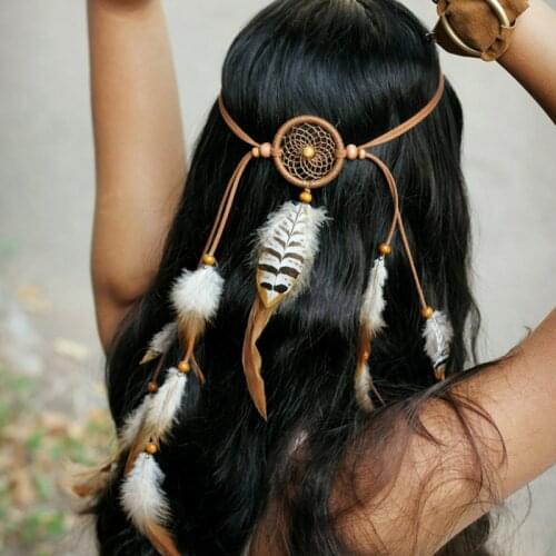 Feather Headband Women Festival Headwear Bohomia Feather Rope Crown Headdres For Girls Bohemian Indian Feather Hairband