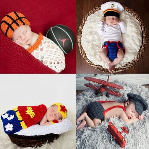 Newborn 0-3M Photo Shoot Props Baby Photography Knitted Costume Clothes Boys Girls Birth Gift Set New Born Kids Outfit