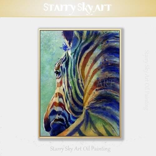 Artist Hand-painted High Quality Abstract Zebra Oil Painting on Canvas Special Fine Art Horse Zebra Oil Painting for Living Room