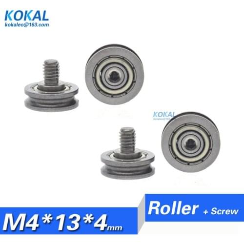 [M4*13*4]10pcs/lot M4 U groove micro ball bearing wheel roller pulley M4X13X4mm Rail Track Linear Motion System Ball Bearing