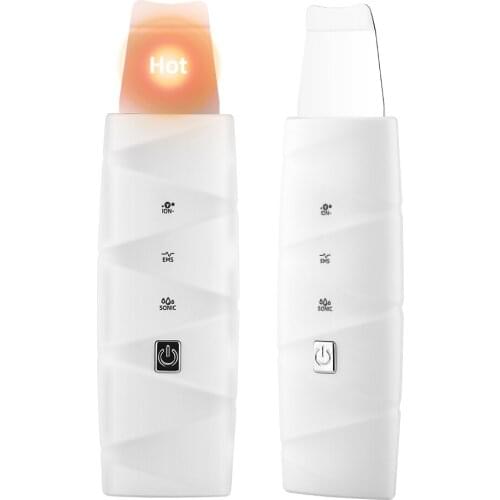 Ultrasonic Skin Scrubber Heat Pore Cleaner Blackhead Remover Facial Scrubber Spatula Electric Peeling Shovel Face Lift Tool