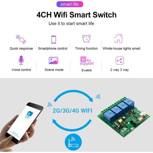 2pcs EWeLink Smart Home Jog/self-locking WiFi Smart Switch Wireless Lighting Switch Relay Google Home Nest, IFTTT Home Assistant