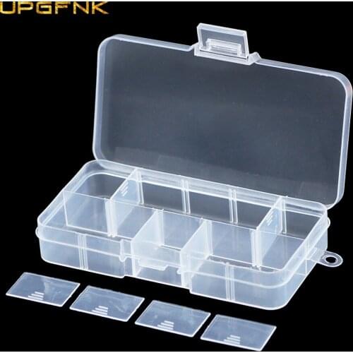 UPGFNK 10 Slots Adjustable Plastic Storage Box packaging transparent Tool Jewelry Beads Earring Case Craft Organizer Container