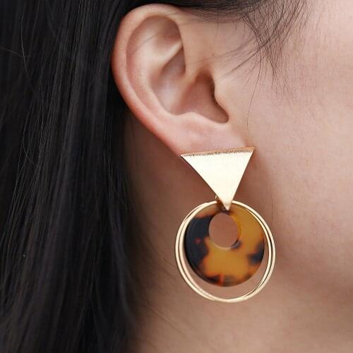 PPG&PGG Bohemian Resin Earrings Jewelry Earrings for Women Trendy Around Shaped Pendant Stud Earrings Wedding Gift Brincos