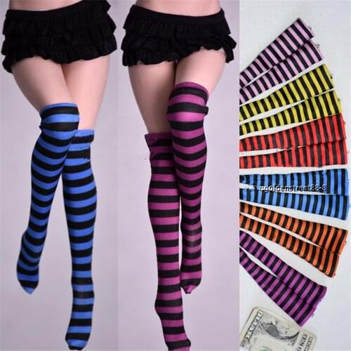 1/6 Scale Female Cute Stripe Knee-length Socking for PH TBL 12 inch Action Figures Doll Socks Accessories