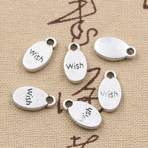 12pcs Charms Wish 15x8mm Antique Making Pendant fit,Vintage Tibetan Bronze Silver color,DIY Handmade Jewelry