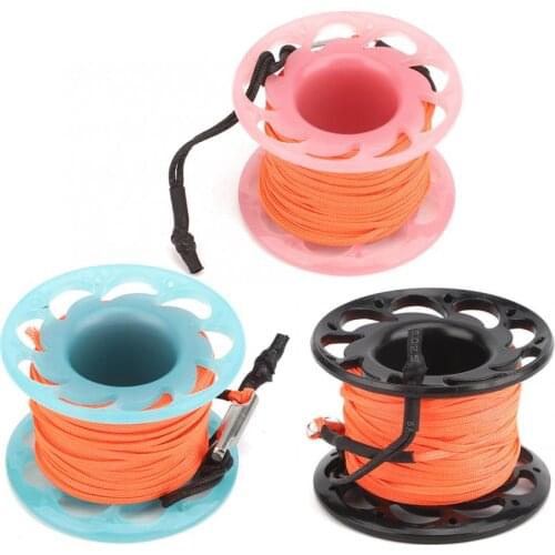 15m30m Diving Rope Spool Wheel Scuba SMB Wire Reel Dual Heads Hook Diving Marker Buoy Rope Wheel Guide Thread Spool