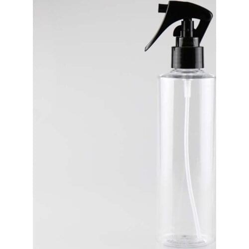 24ps/lot 8 oz 250ml Plastic Bottles, 8 oz Clear PET Cylinder Bottles w/ Black Mini Trigger Sprayers