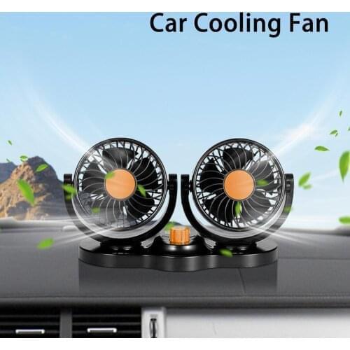 Car Auto Cooler Air Fan 12V/24V Car Fan Auto Air Cooling Dual Head Fan Low Noise 360 Degree Rotatable Air Circulation Fans