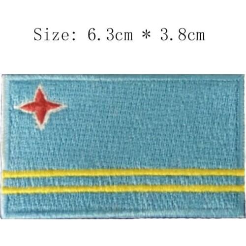 Free shipping Aruba embroidery flag badge with star emblem for coat Wholesale price iron on sew on left chest shirts