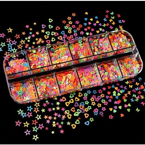 Sparkly Butterfly Nail Sequins Paillette Mixed Flowers Stars Love Heart Nail Glitter Flakes Slices Spangle Nail Art Accessories