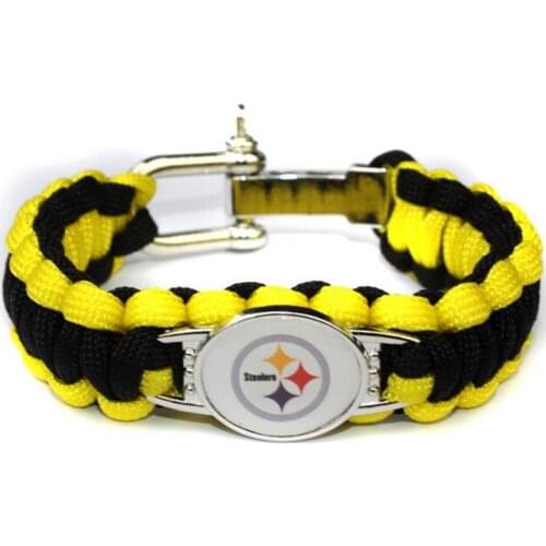 National League West Football Sports Pittsburgh Charm Steelers Paracord Bracelet 550 Rope Survival Braided Rope Escape Bracelet