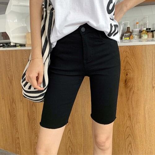 Colorfaith New 2020 Women Summer Jeans High Waist Casual Trousers Denim Streetwear Skinny Lady Cycling Knee Length Pants J9157